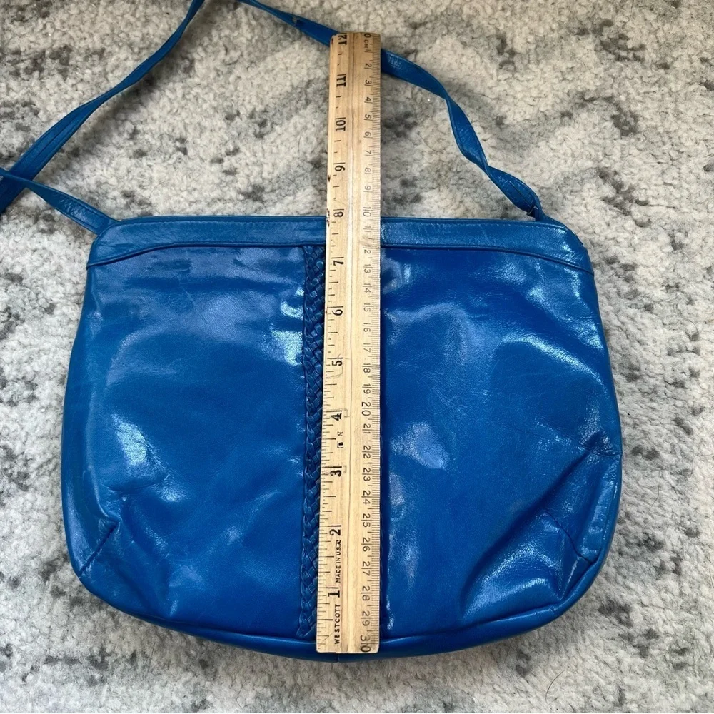 Vintage Caressa Spain Blue Leather Crossbody Bag - Picture 13 of 15